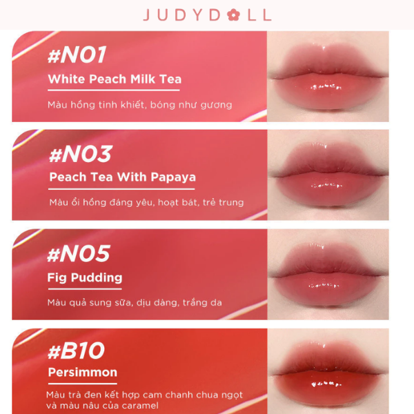 Son môi màu Judydoll iced tea watery lip gloss 2,4g