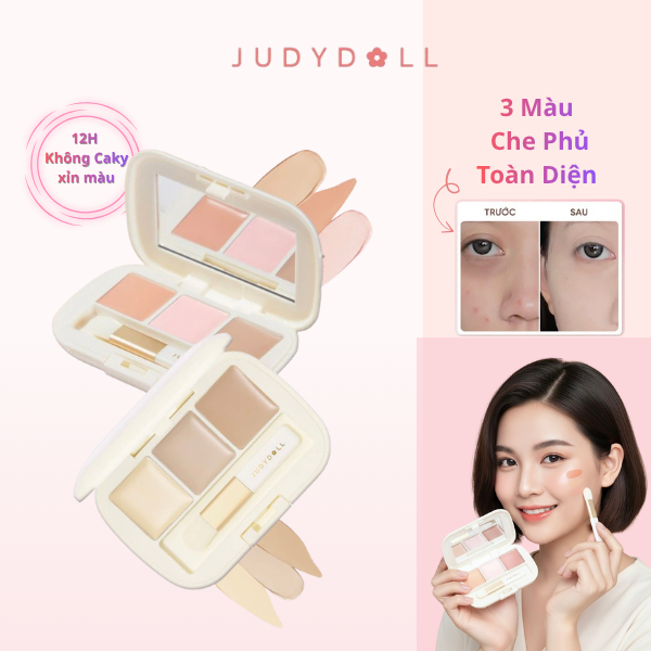 Kem Che Khuyết Điểm 3 Màu JUDYDOLL Concealer Palette Che Phủ Siêu Nhẹ Triệt Sắc Giúp Hiệu Chỉnh Màu Da Kiềm Dầu Lâu Trôi
